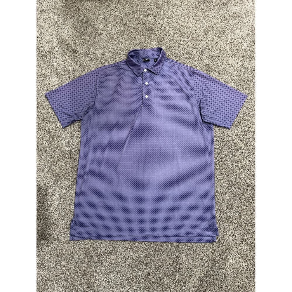 FootJoy Mens Purple Geometric Diamond Print Lisle Golf Polo Shirt Large FJ
